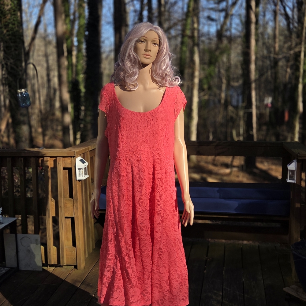 Lane Bryant Vibrant Coral Lace Dress